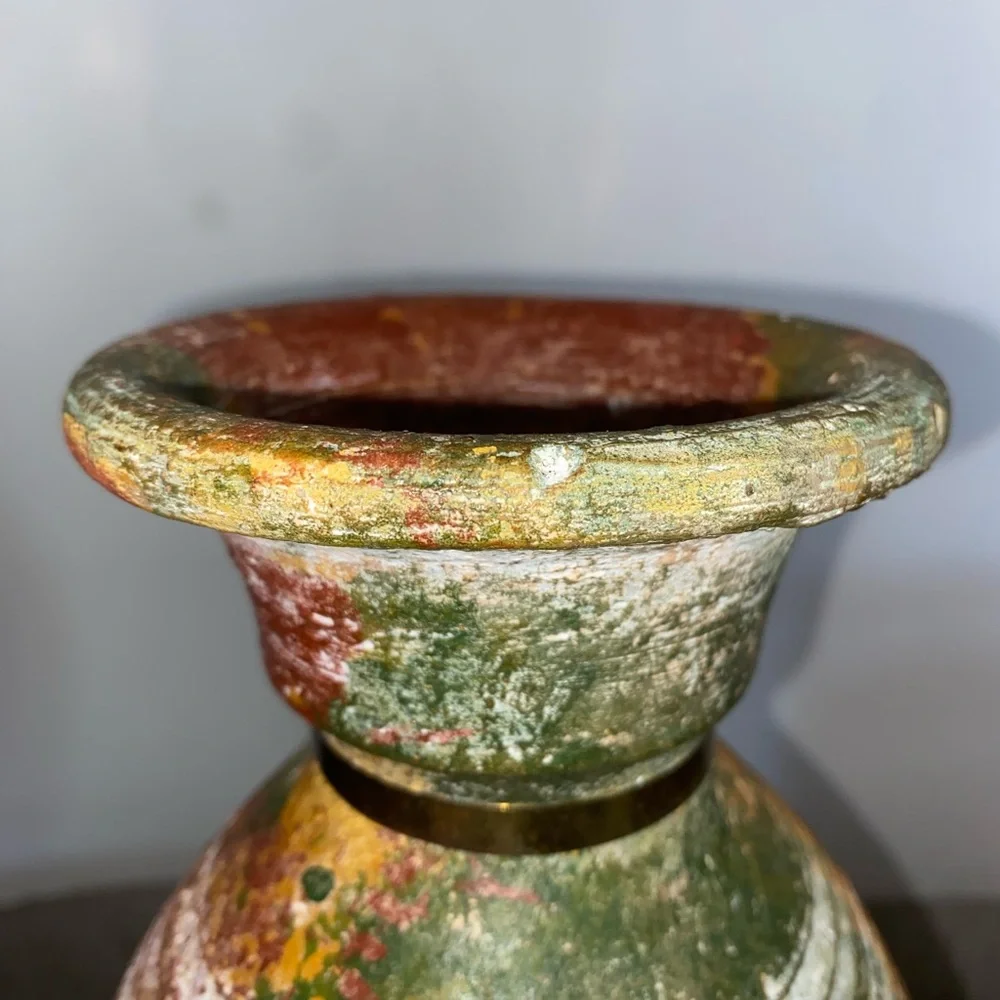 Multicolor Decorative Vase with Brass Accent